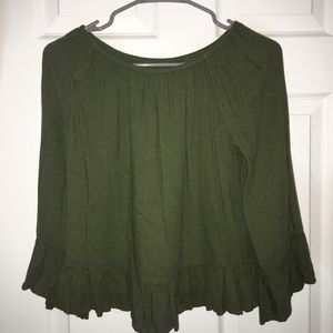 Green Peplum Off-Shoulder Top